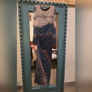 SHEIN Ombre Blue and Gray Long Sleeve Dress